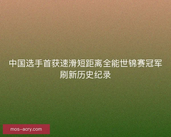 中国选手首获速滑短距离全能世锦赛冠军刷新历史纪录