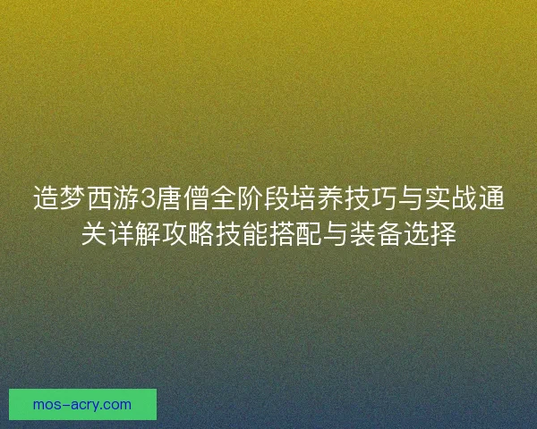 造梦西游3唐僧全阶段培养技巧与实战通关详解攻略技能搭配与装备选择