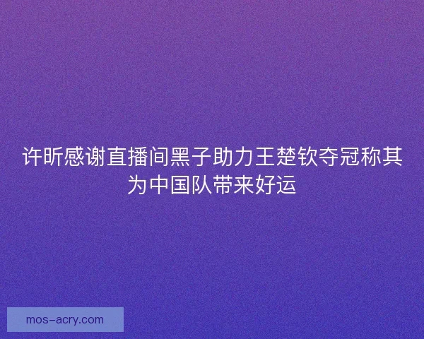 许昕感谢直播间黑子助力王楚钦夺冠称其为中国队带来好运