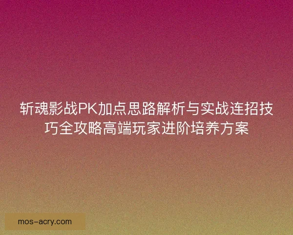 斩魂影战PK加点思路解析与实战连招技巧全攻略高端玩家进阶培养方案 斩魂影战PK加点思路解析与实战连招技巧全攻略高端玩家进阶培养方案