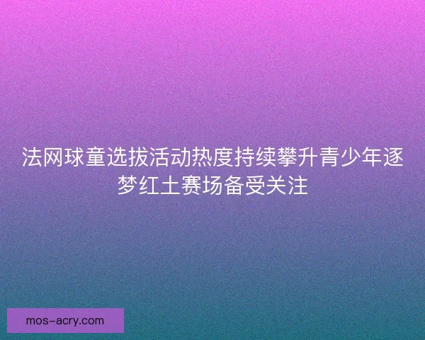 法网球童选拔活动热度持续攀升青少年逐梦红土赛场备受关注 法网球童选拔活动热度持续攀升青少年逐梦红土赛场备受关注