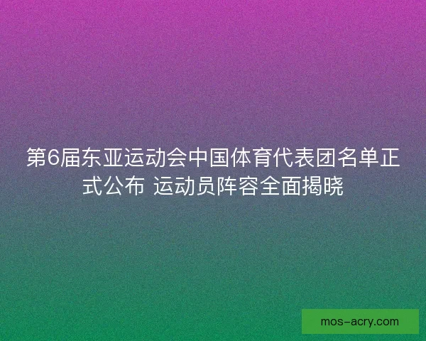 第6届东亚运动会中国体育代表团名单正式公布 运动员阵容全面揭晓